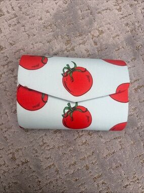 Tomato Print Envelope Clutch - Red Tomatoes on Pale Blue